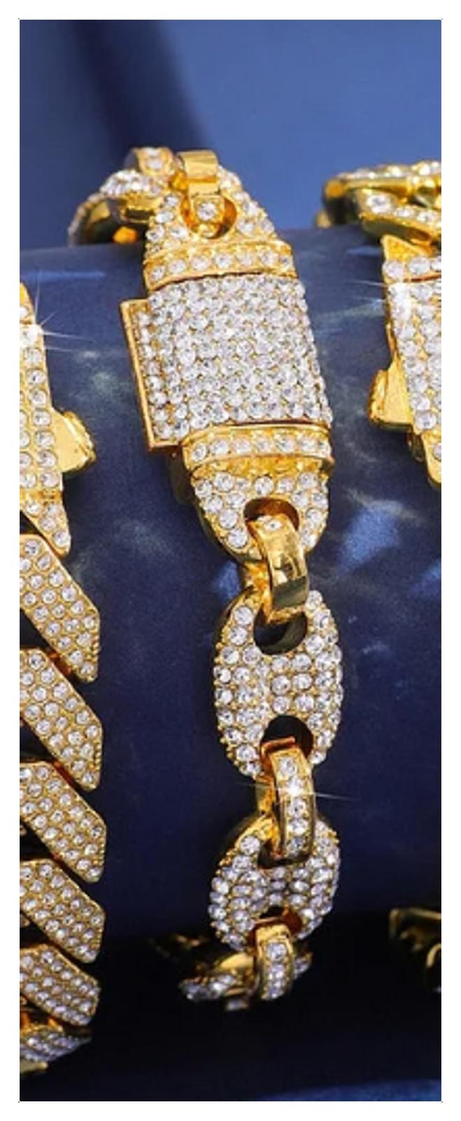 Mariner bling chain - Bracelet - Gold - CZs - 8"