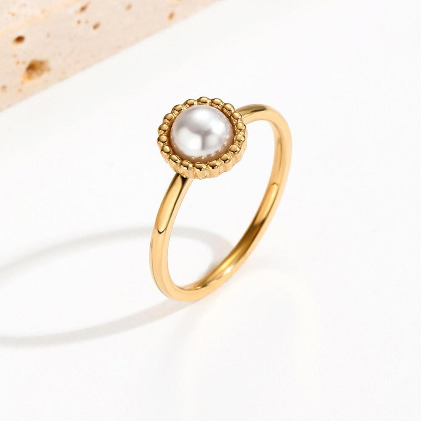 White artificial pearl RING - Gold - size 9