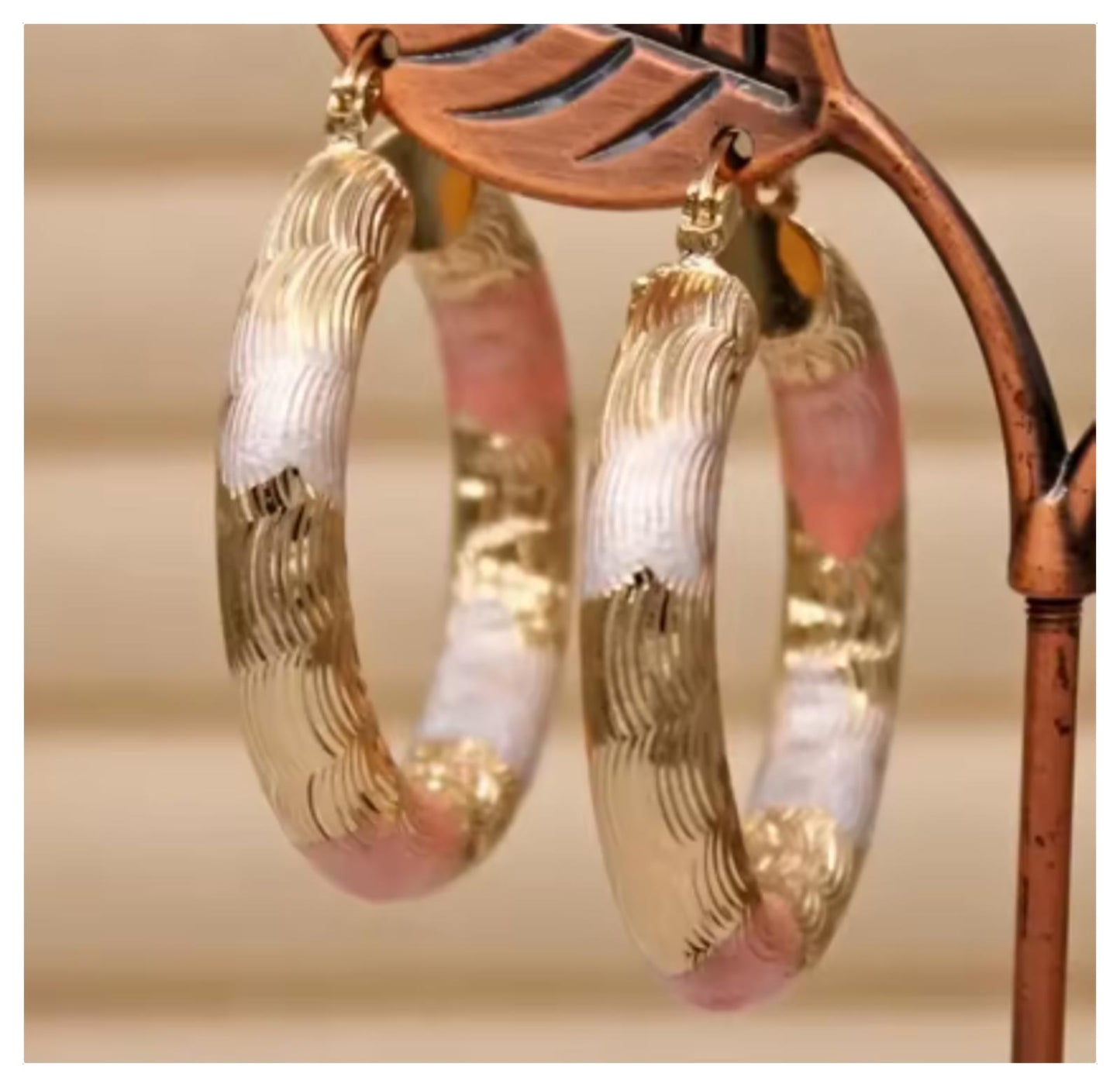 Tricolor hoop - Earrings - Gold - 1"