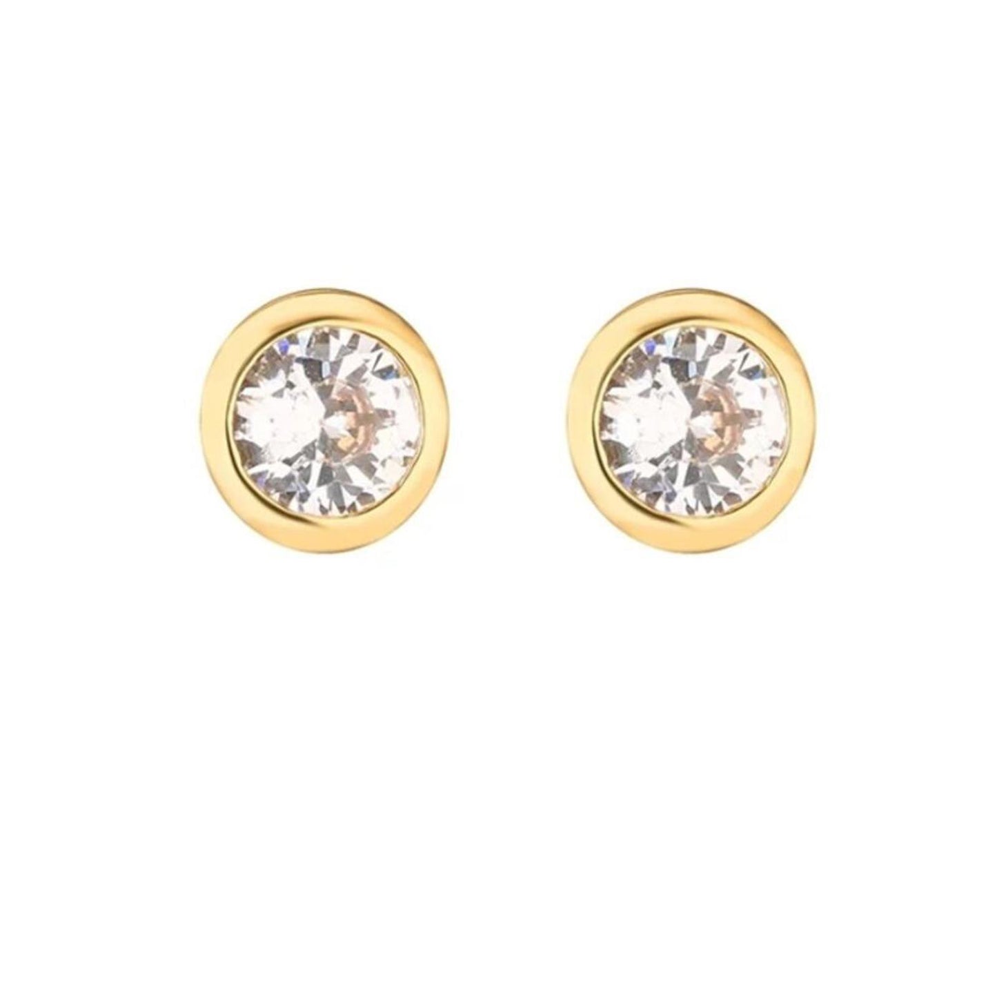 Small round Studs - gold - CZs - 4mm