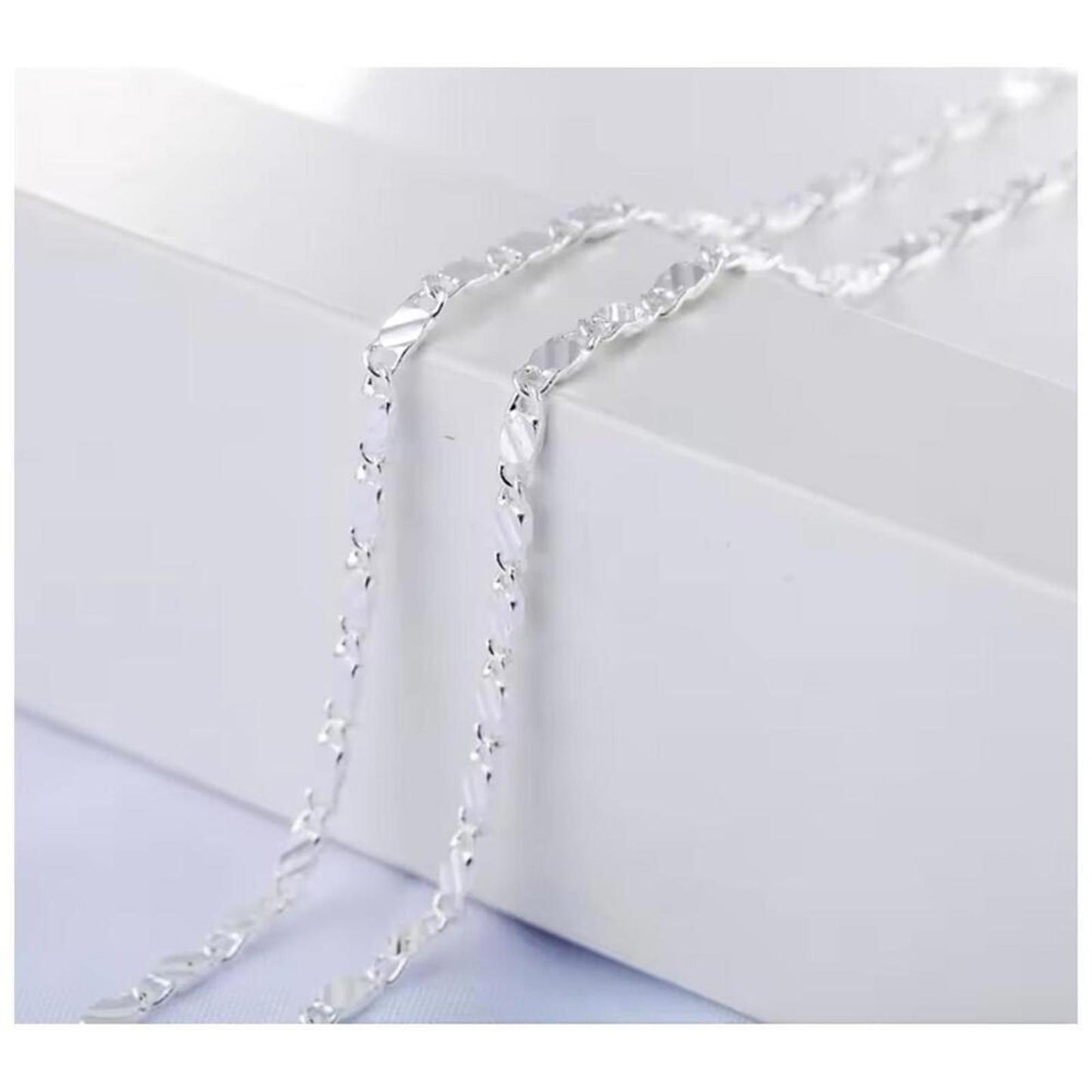 Flat Link Chain Necklace - silver - 2mm, 24".