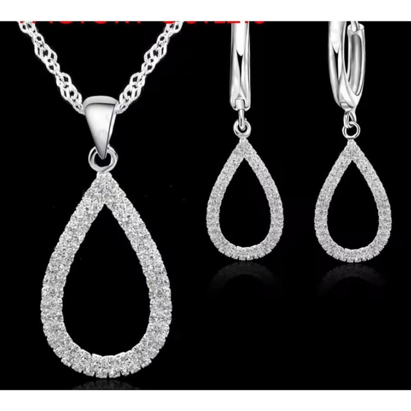Open teardrop earrings - silver - CZs