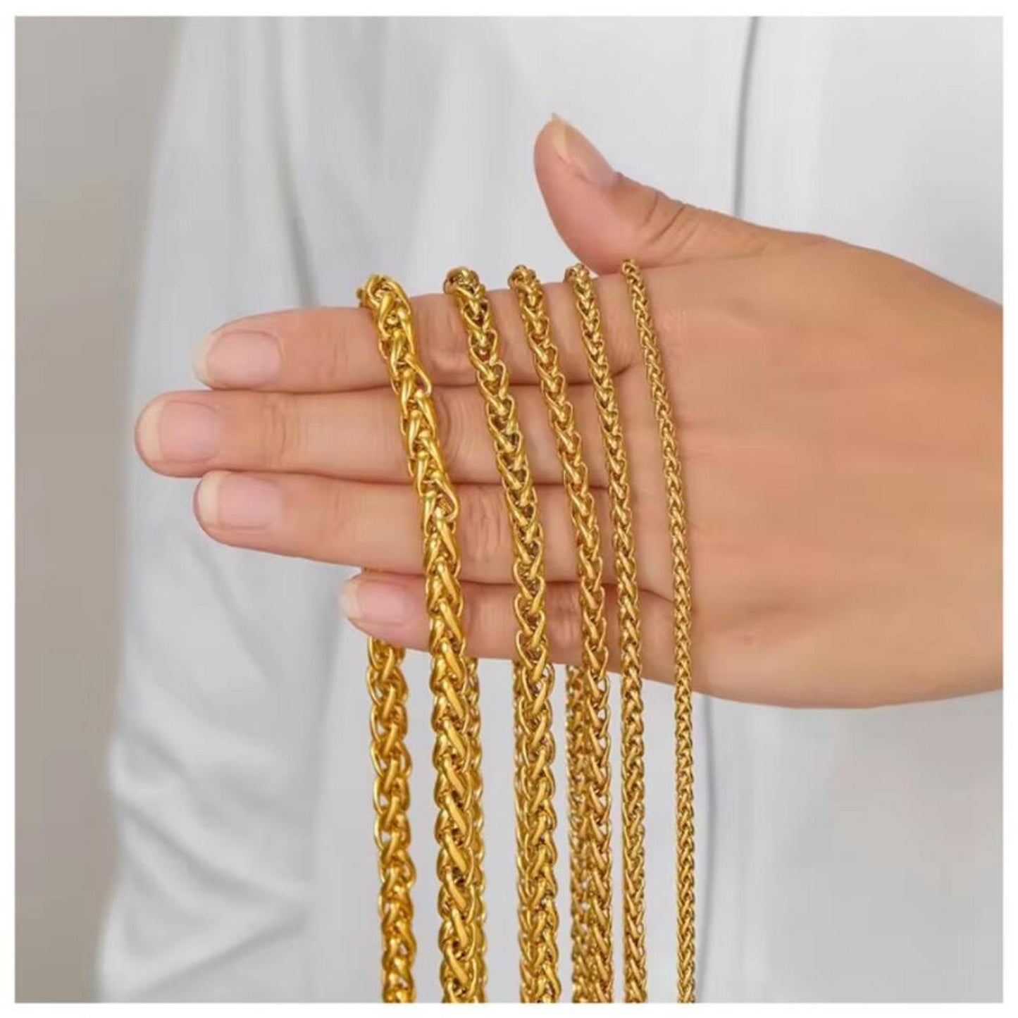 Spiga / Wheat chain - Necklace - 18K gold plated - 8mm / 24"