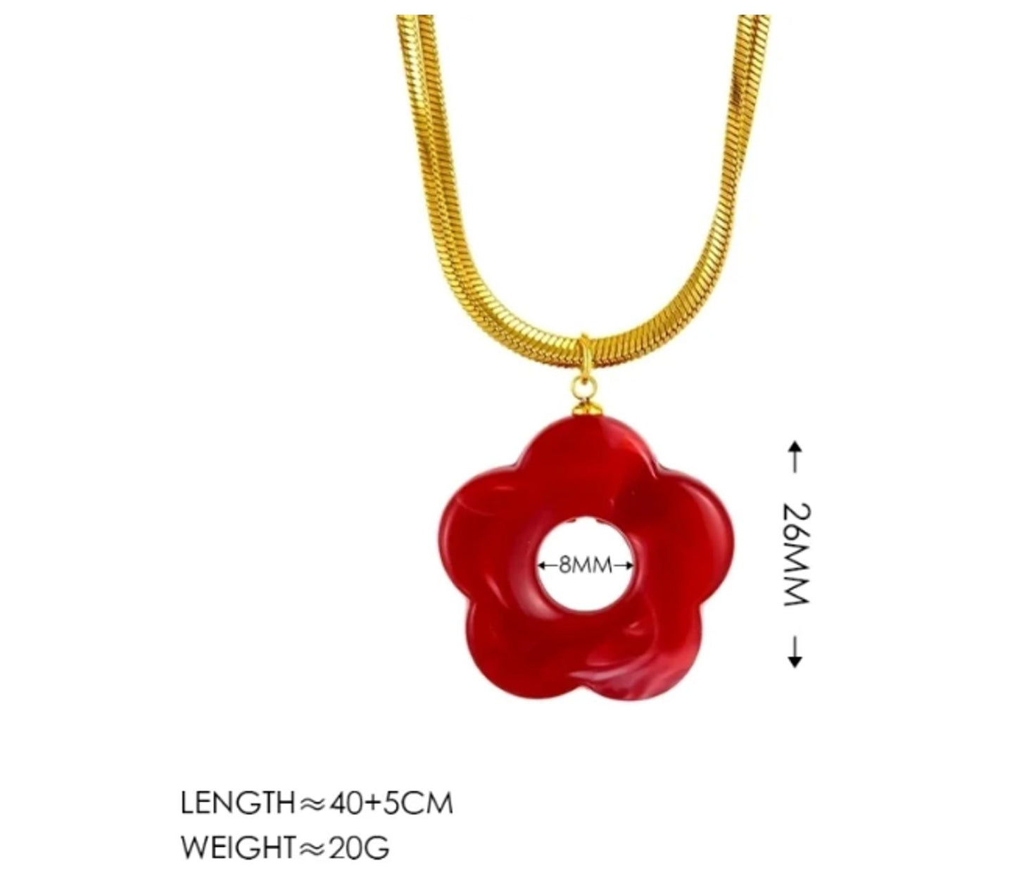 Green flower pendant - Necklace - Gold - 18"