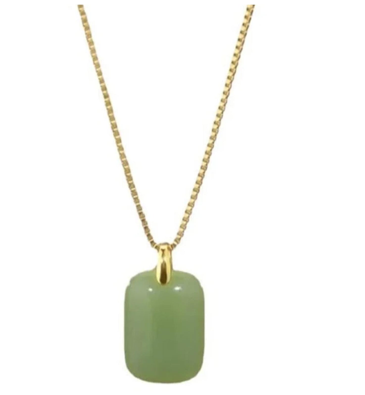 Rectangle jade color - Necklace - Gold - 18"