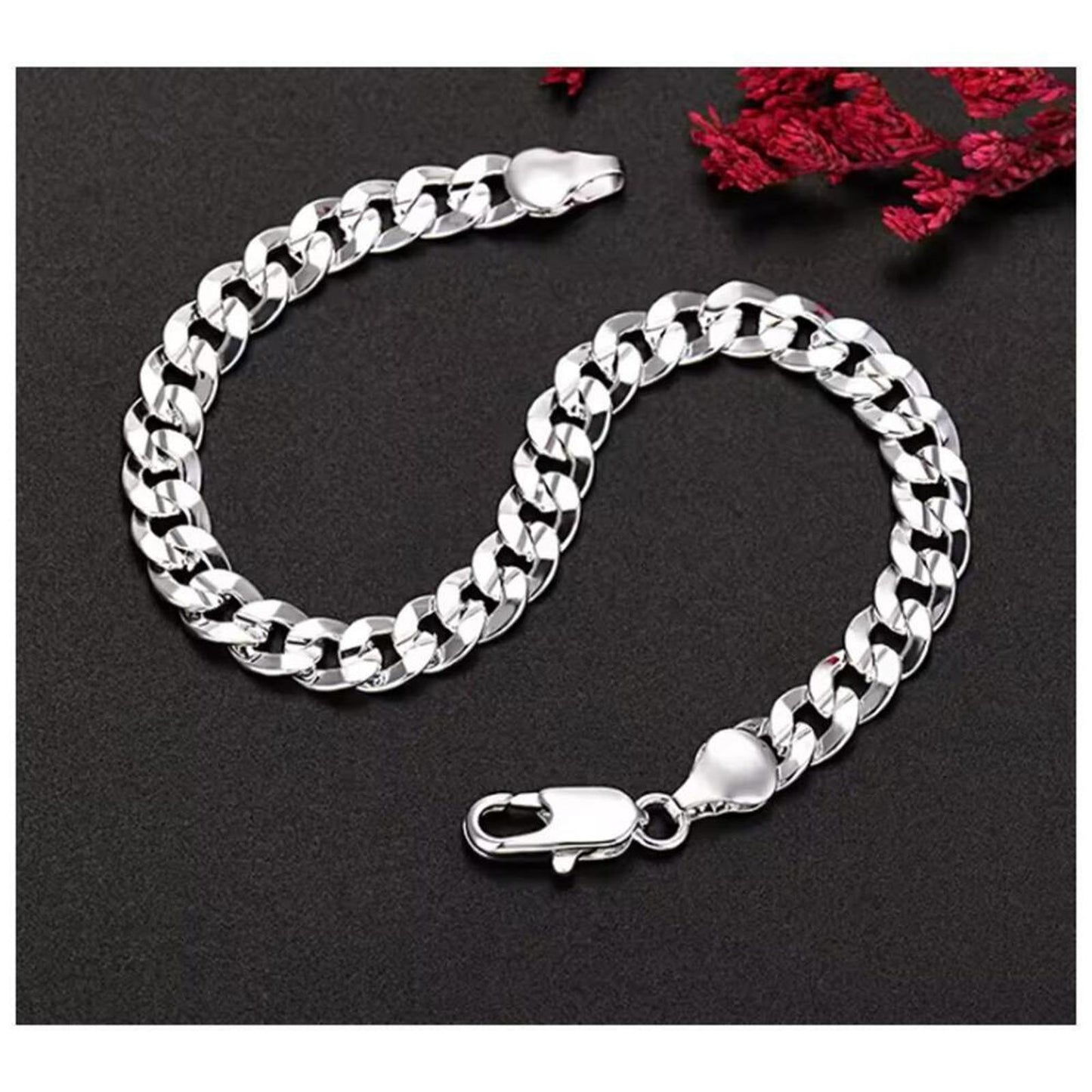 Curb chain bracelet - silver - 6mm 7.75"