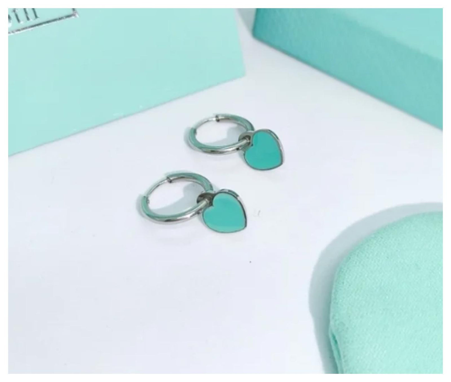 Teal blue - Necklace/Earring set - Silver - 18"