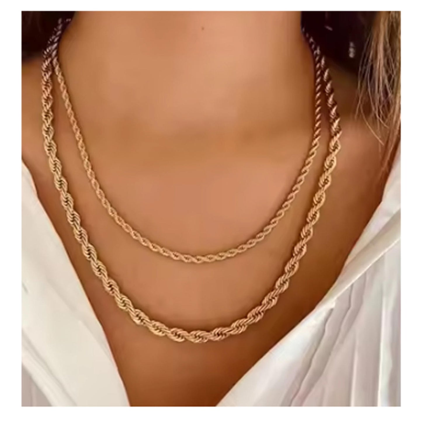 Large rope chain - Necklace - 18K gold plated - 8mm / 24"