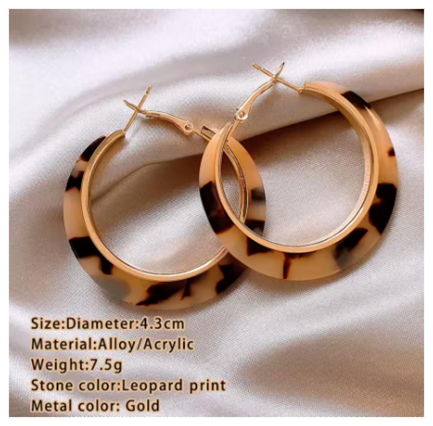 Tortoiseshell hoop - Earrings - Gold - 2"