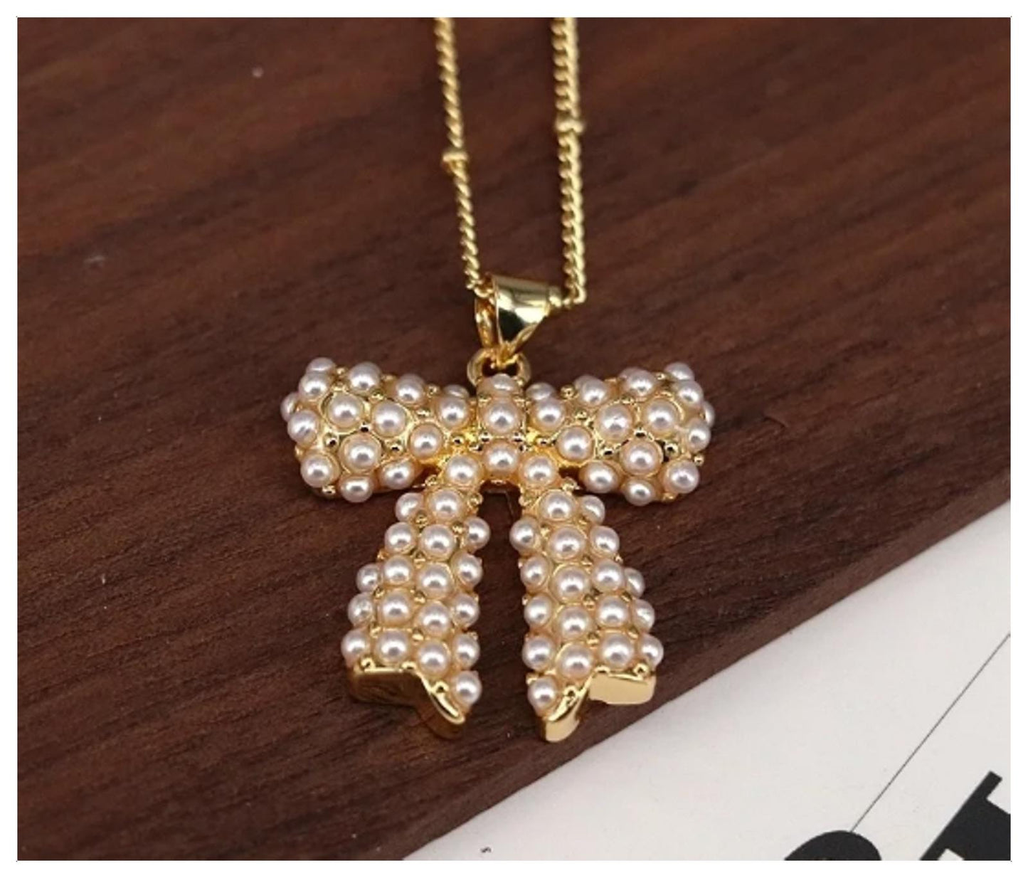 Pearl bows - Necklace/Earring set - Gold - 18"