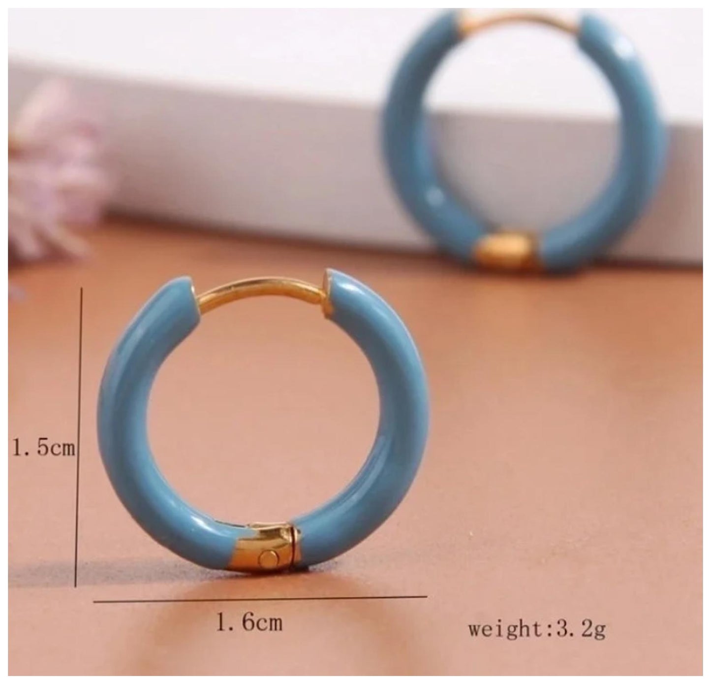 Purple hinged enamel hoop - Earrings - Gold - 1.6cm