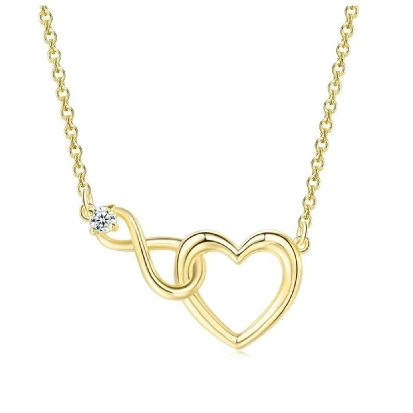 Infinity Heart Set - Gold - CZs - 16-18" Necklace & Bracelet