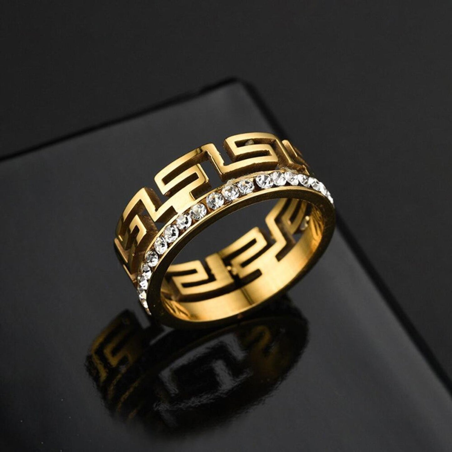 Cutout RING - Gold - CZs - size 9