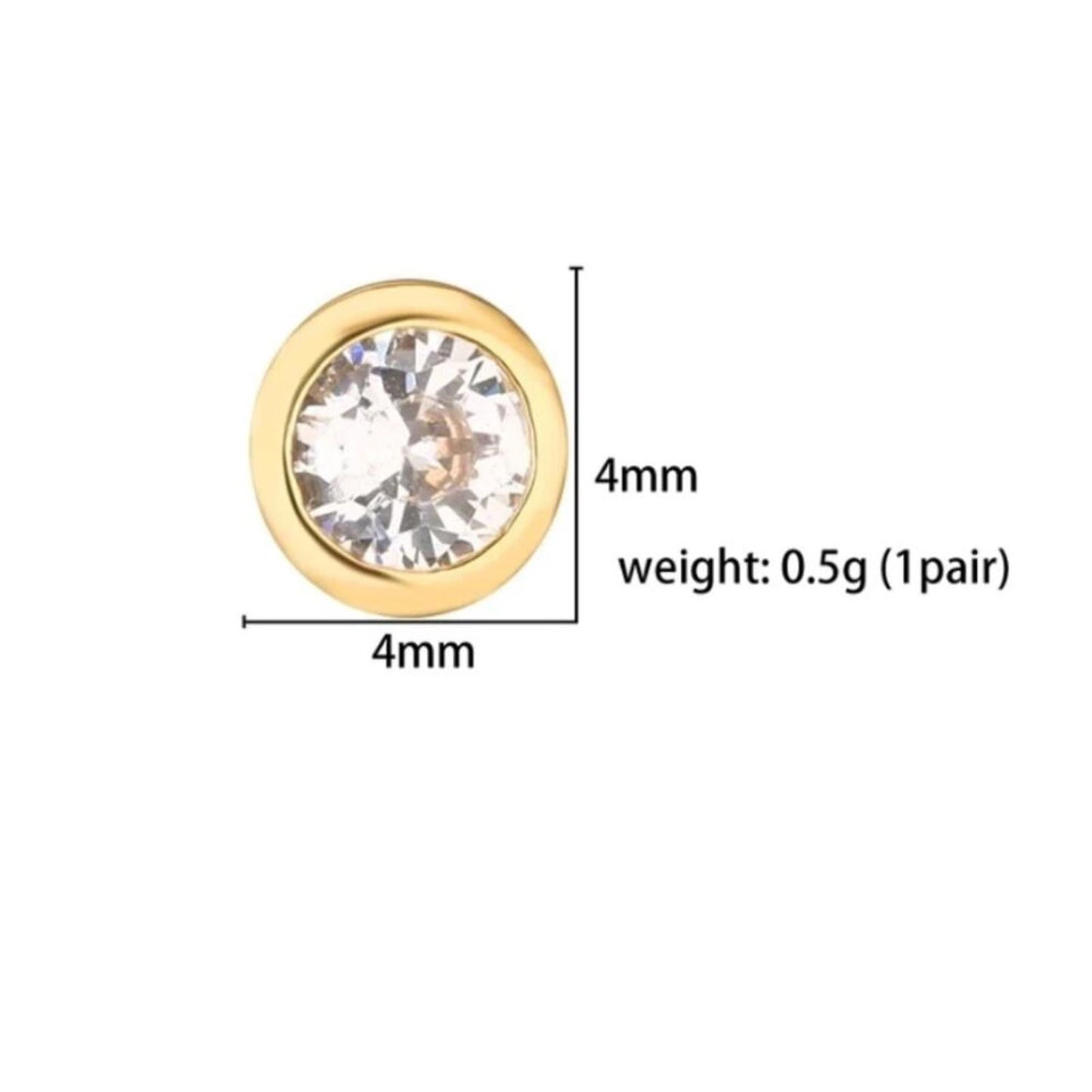 Small round Studs - gold - CZs - 4mm