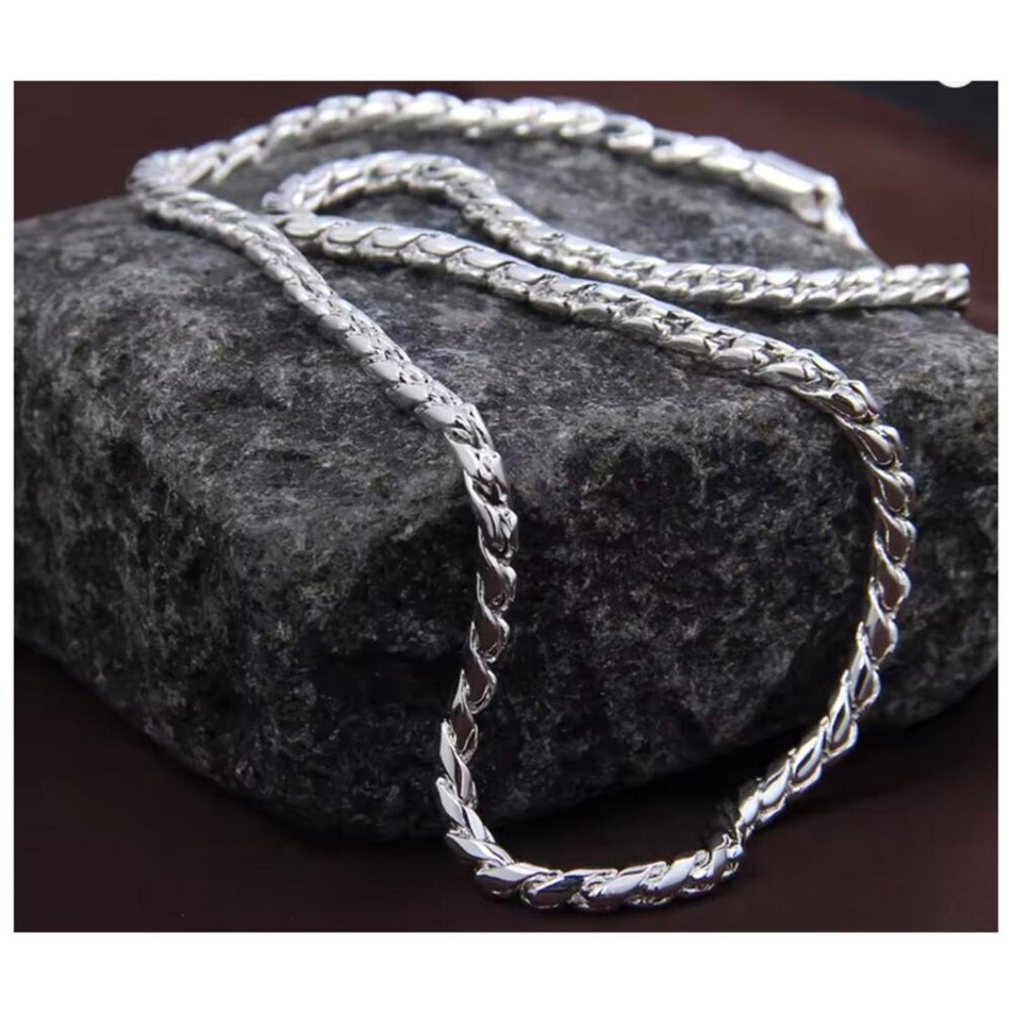 Snake chain LINK - Necklace - silver - 5mm 22"