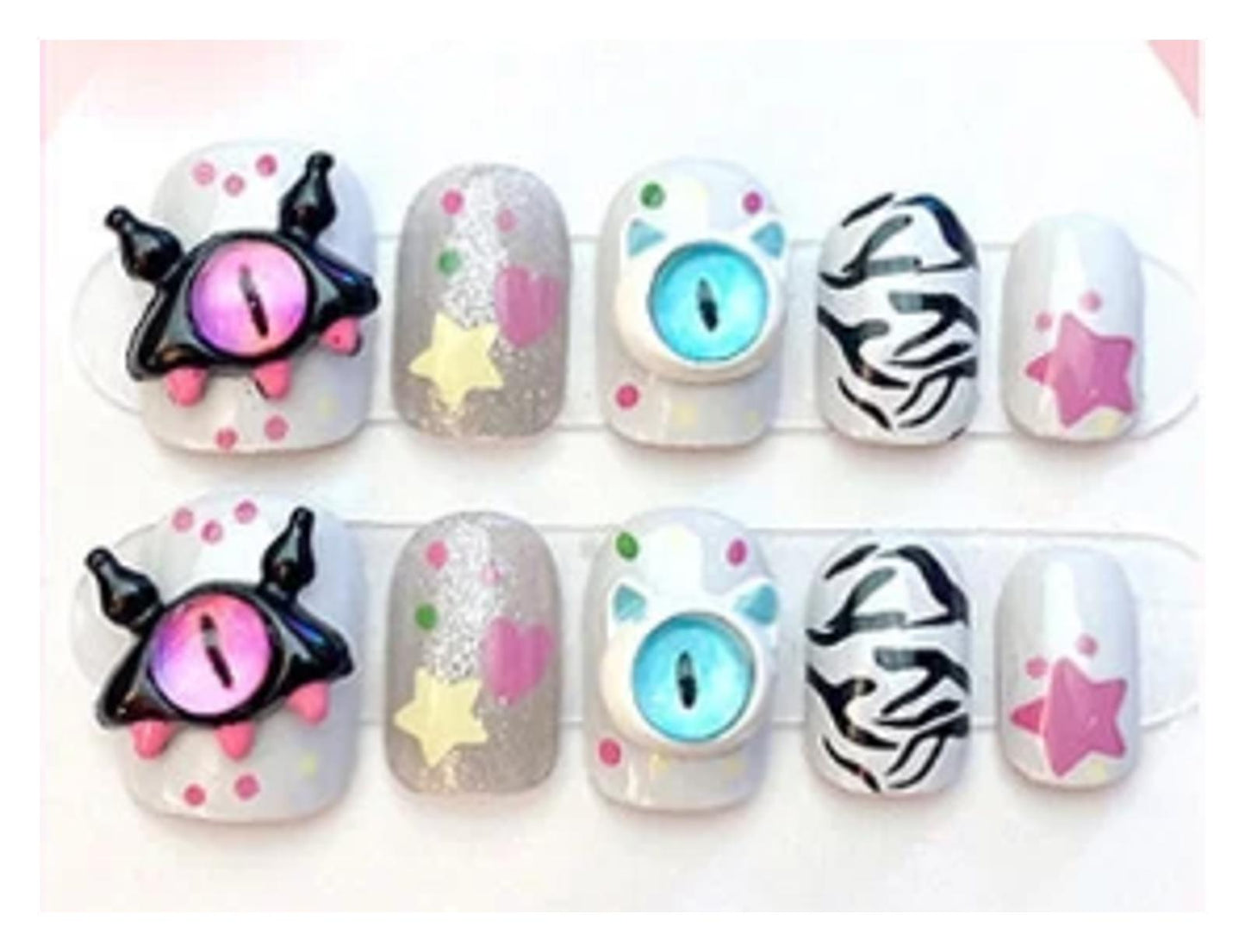 24 pcs short monster press on nails
