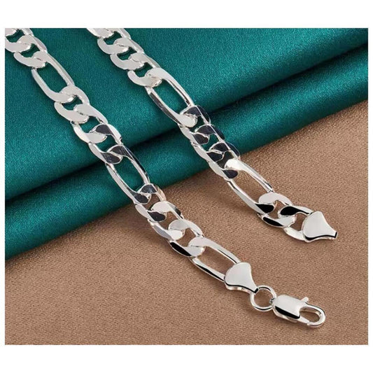 Figaro chain necklace - silver - 8mm 24"