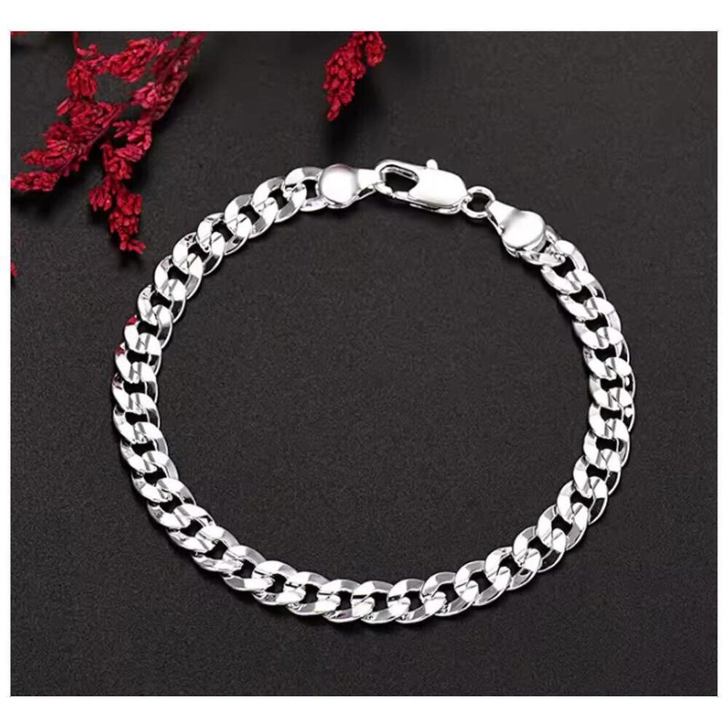 Curb chain bracelet - silver - 6mm 7.75"