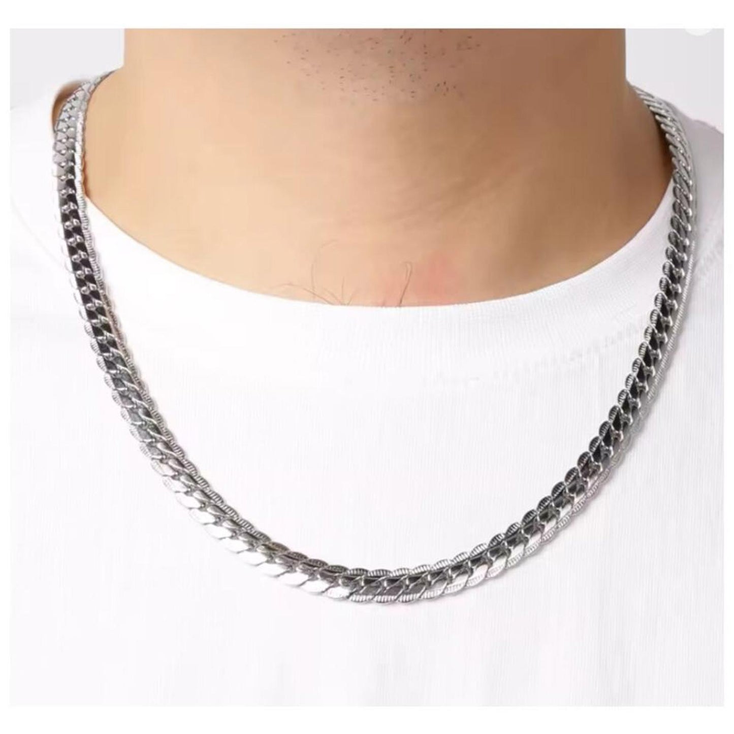 Flat Snake chain - Necklace - silver - 6mm / 22"