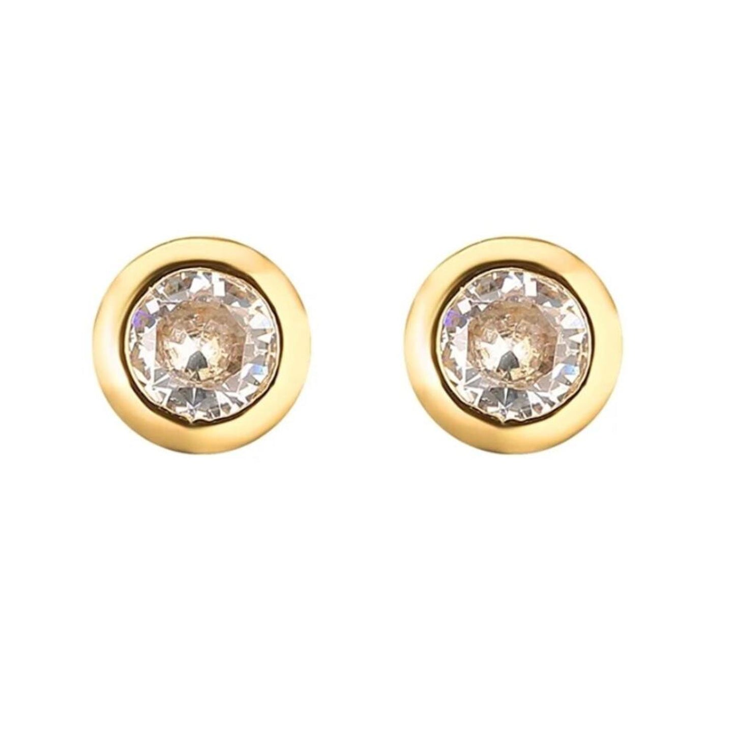 Small round Studs - gold - CZs - 4mm