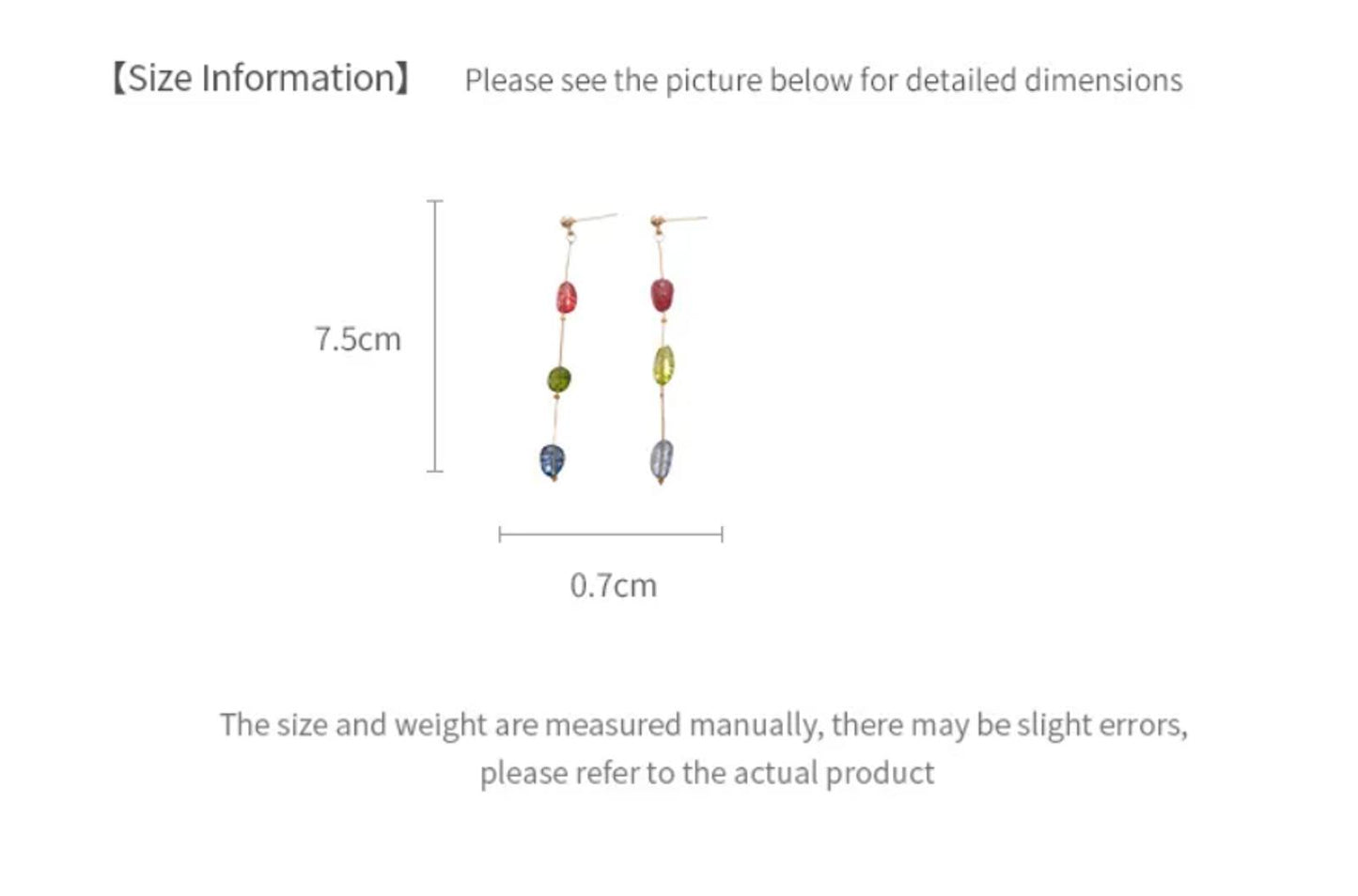 Natural multicolor tassel earrings - Earrings - Gold - 8cm