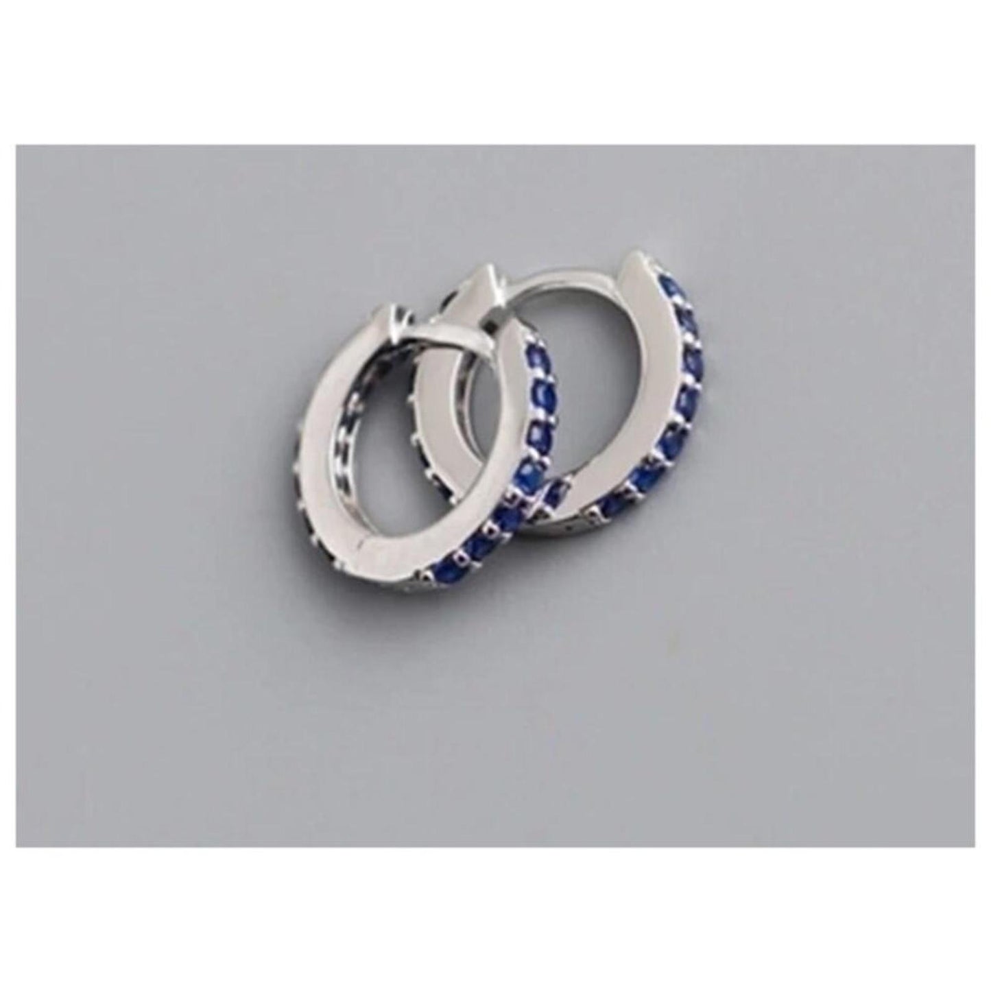 Blue Huggies - silver - CZs - 1/2 inch