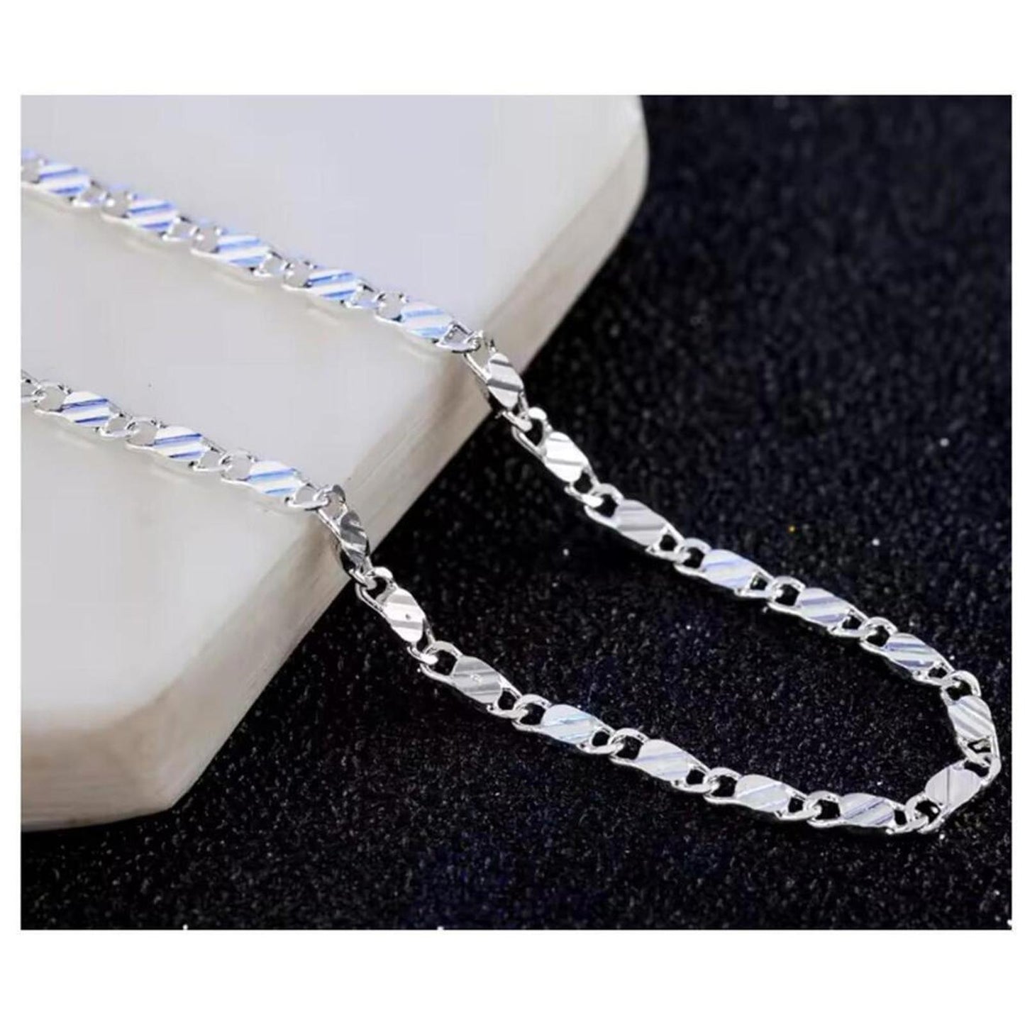 Flat Link Chain Necklace - silver - 2mm, 24".