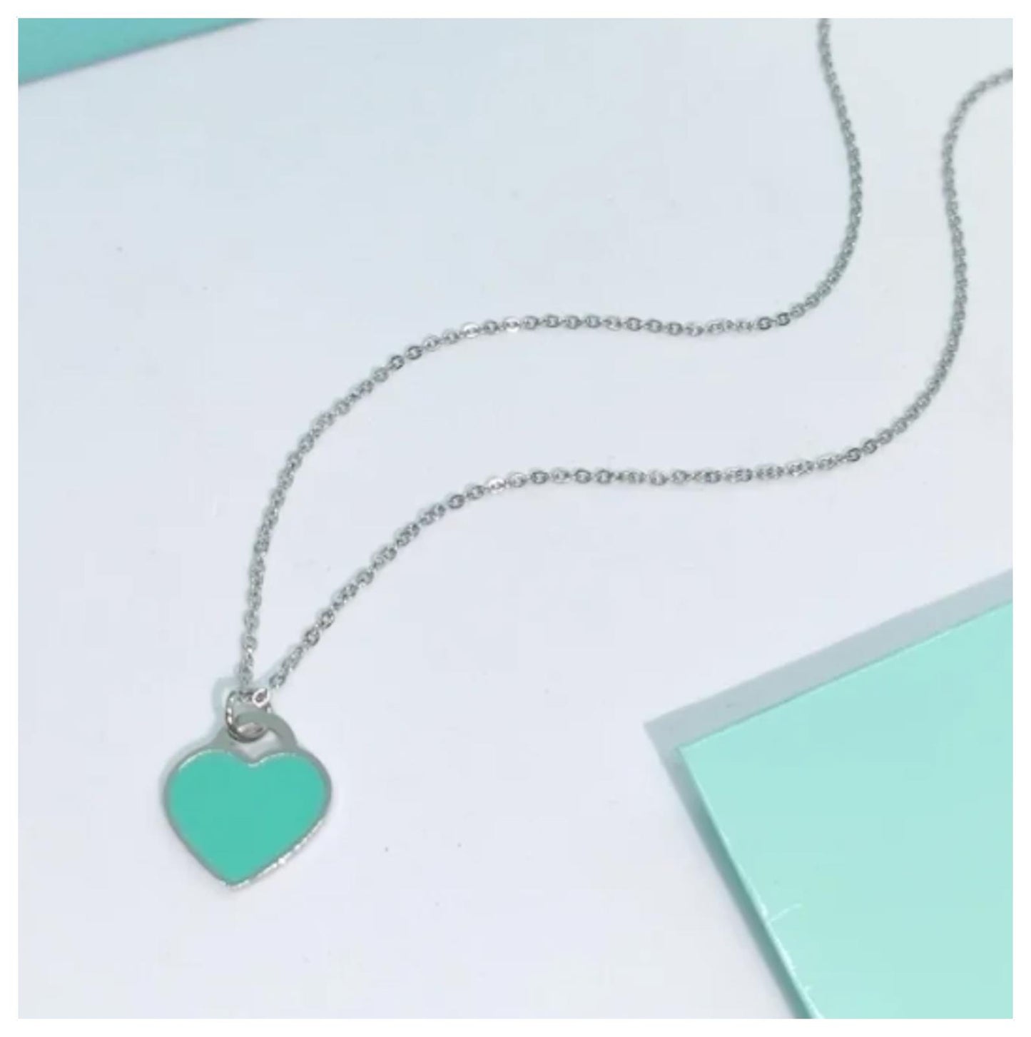 Teal blue - Necklace/Earring set - Silver - 18"