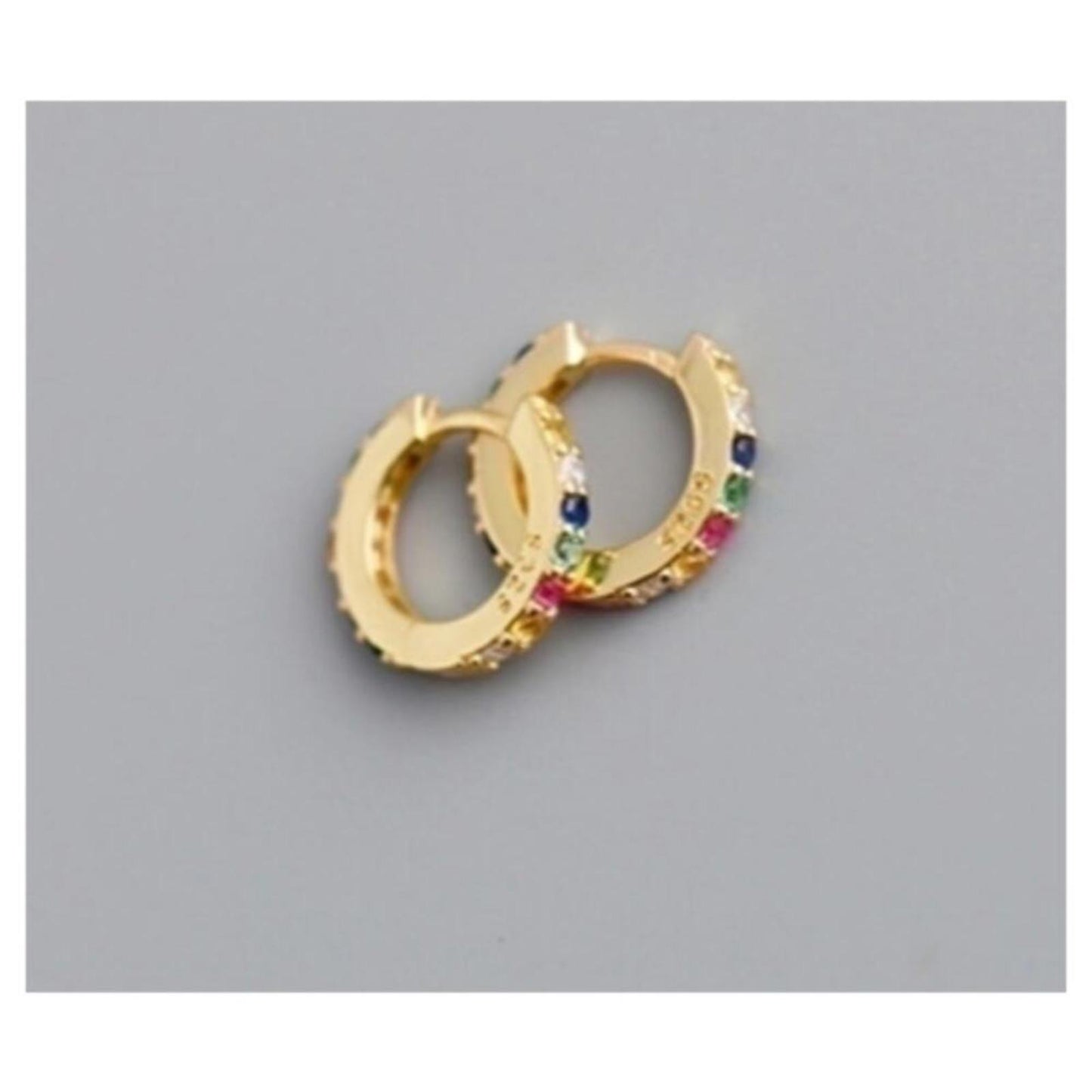 Multi-Color Huggies - gold - CZs - 1/2 inch