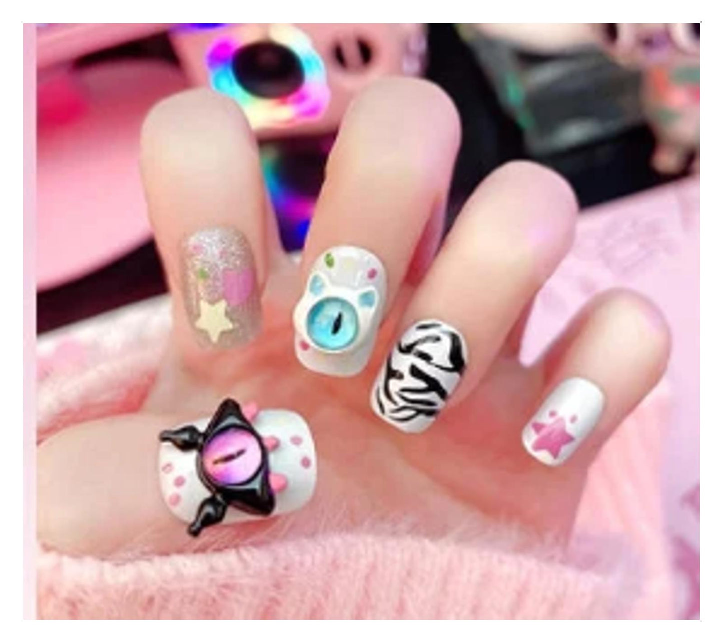 24 pcs short monster press on nails