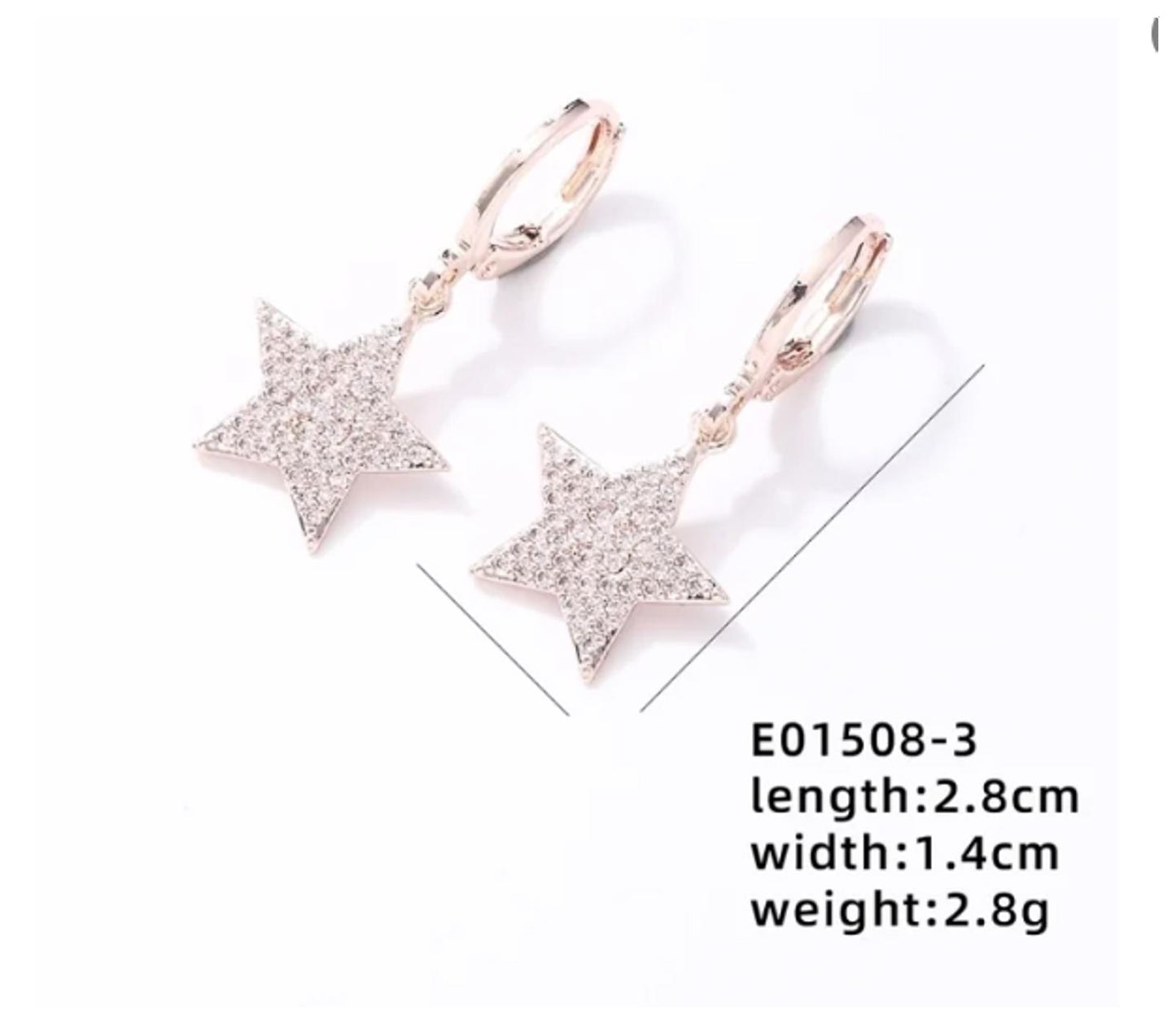 Sparkle stars - Necklace/Earring set - Rose Gold- CZs - 18"