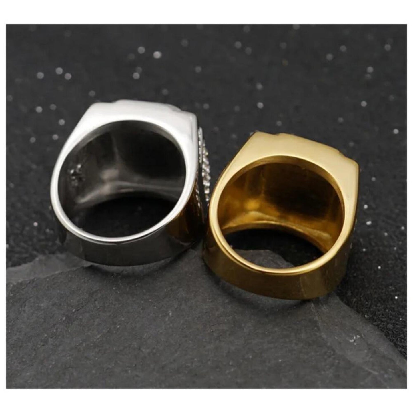Black Bling Ring- Gold- size 13