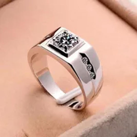 Round accent mens - Ring - Silver - CZs - Size 12