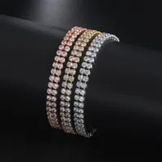 Double row tennis - Bracelet - Rose Gold - CZs - adjustable 6-9"