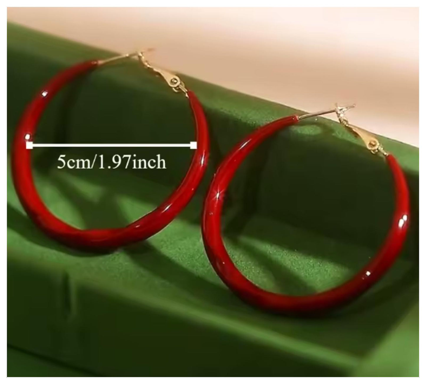 Large green hoop - Earrings - Gold - 2"
