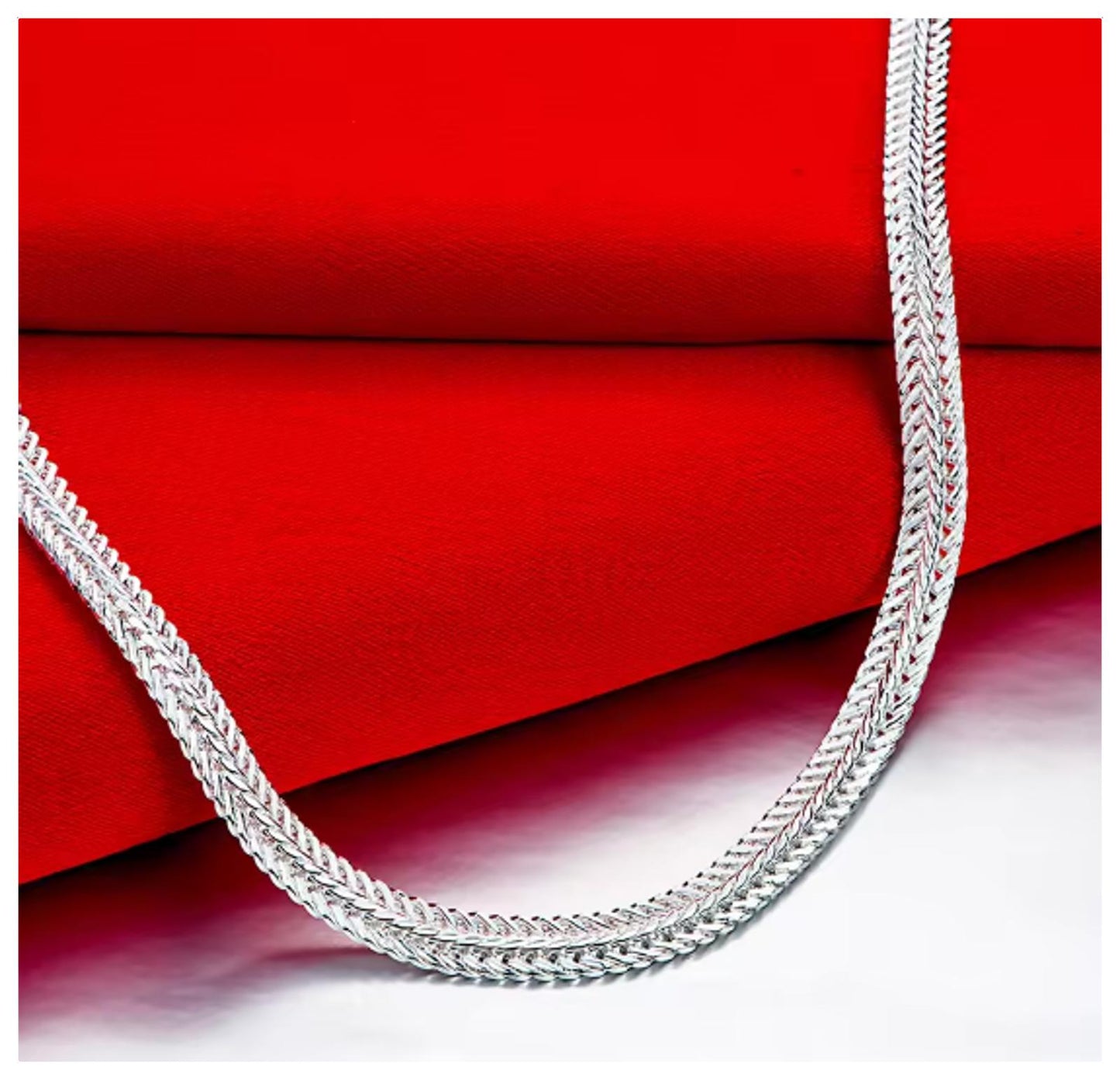 Woven snake chain Necklace - Silver - 5mm / 20"