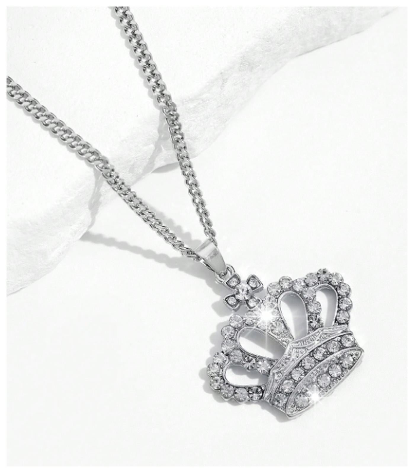 Bling crown - Necklace - Stainless Steel - CZs - 20"