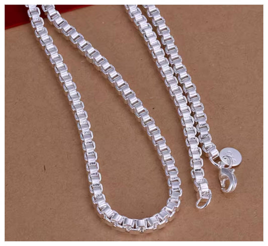 Box chain - Necklace - Silver - 4mm / 18"