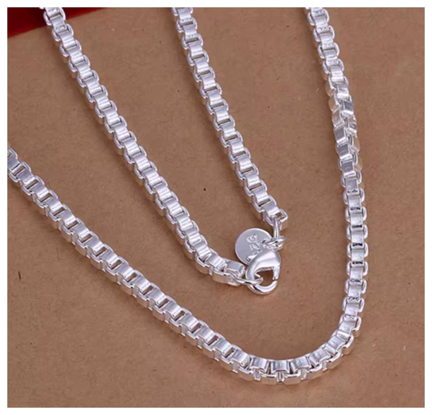 Box chain - Necklace - Silver - 4mm / 18"