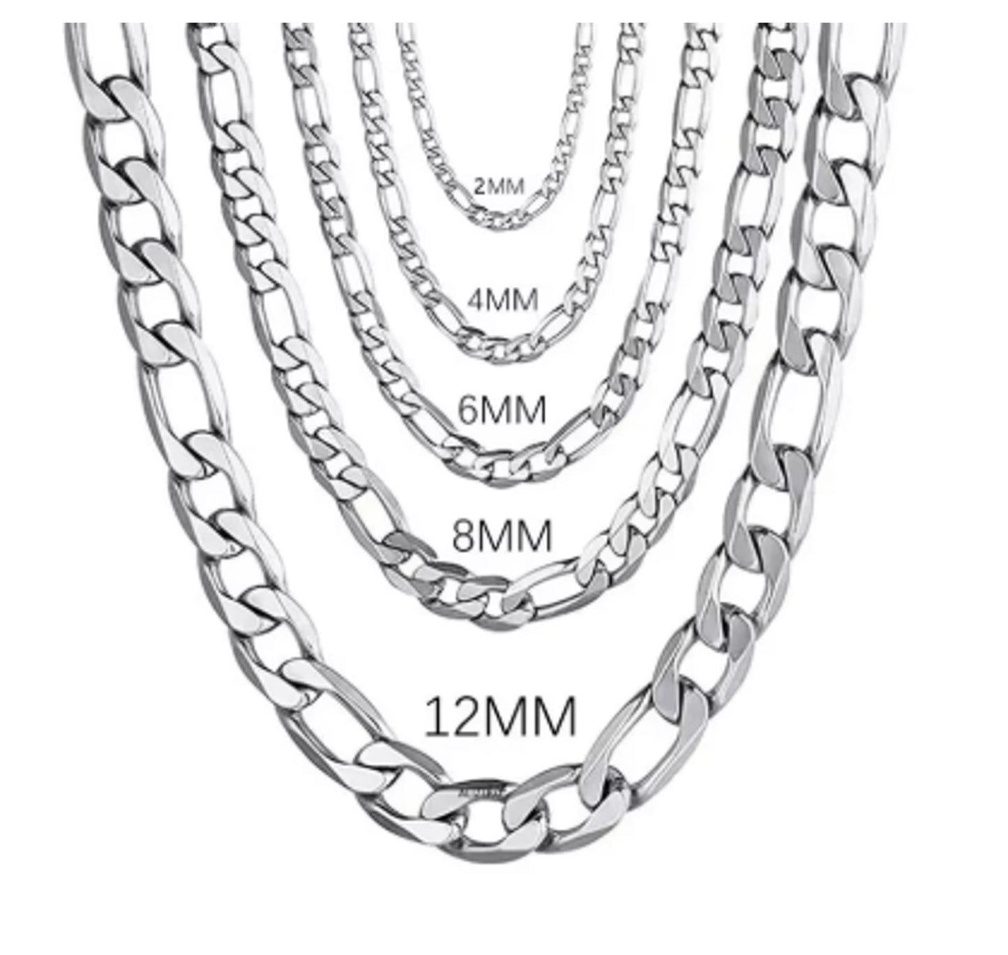 Figaro chain necklace - silver - 12mm 24"