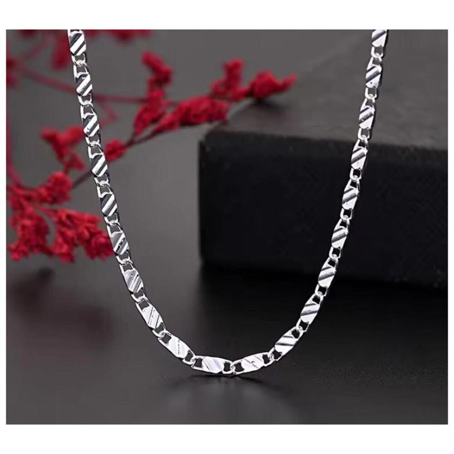 Flat Link Chain Necklace - silver - 2mm, 24".