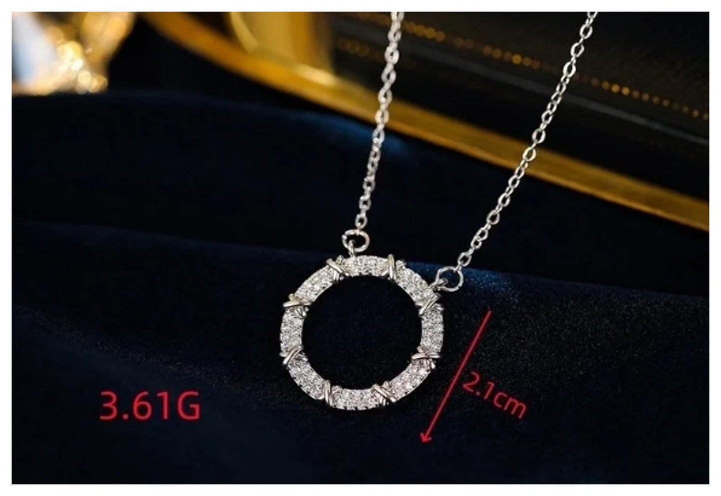 Xs and O Round - Necklace - Silver - CZs - 18"