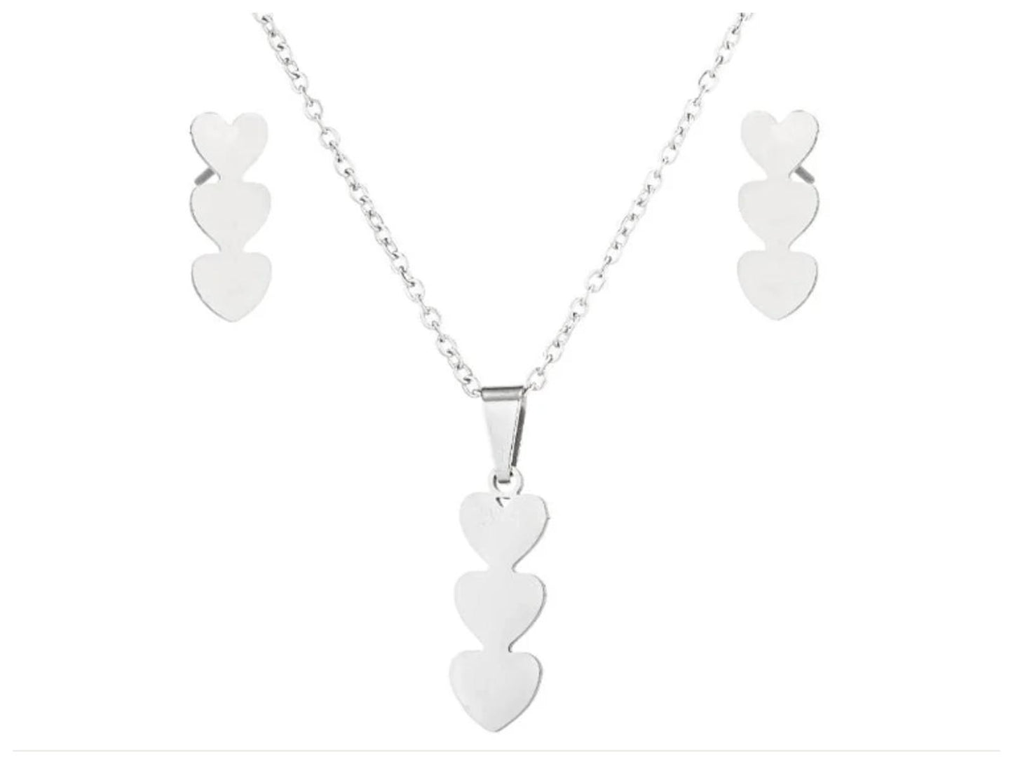 Heart tower - Necklace/Earring set - Stainless Steel - 18"