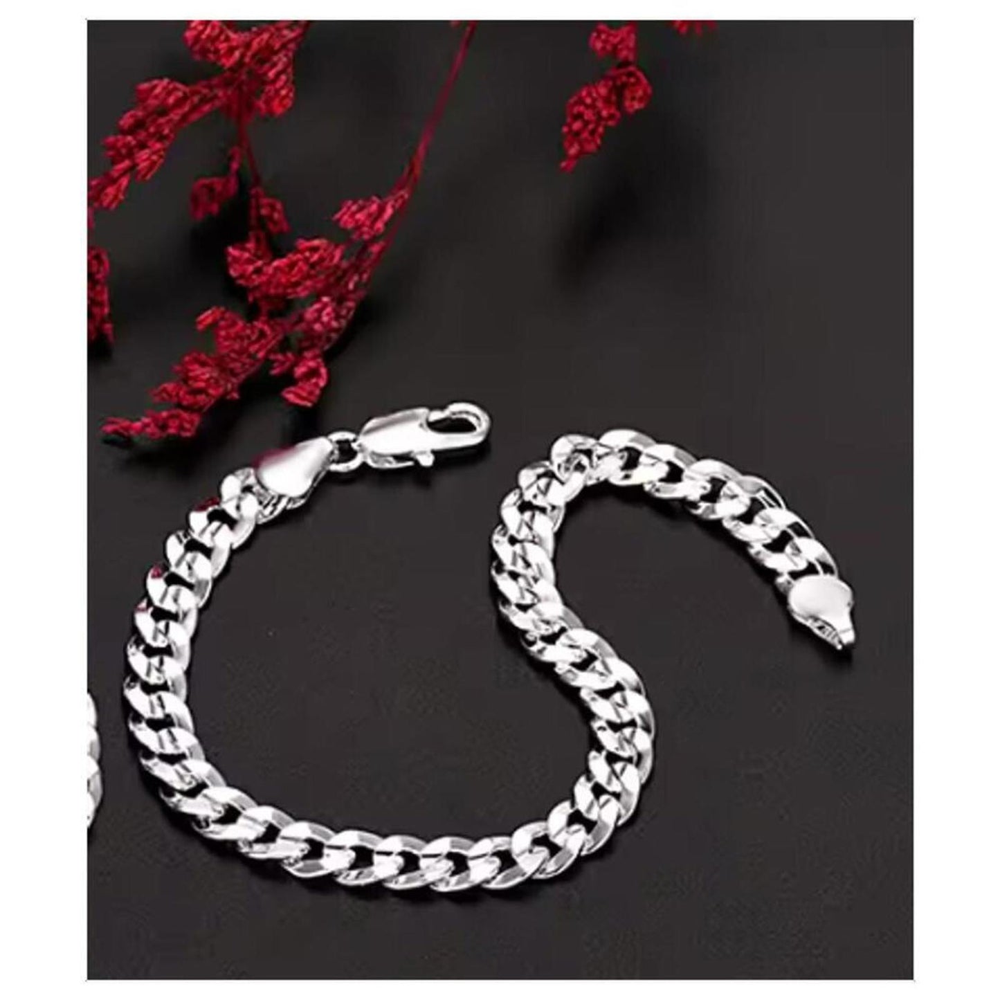 Curb chain bracelet - silver - 6mm 7.75"