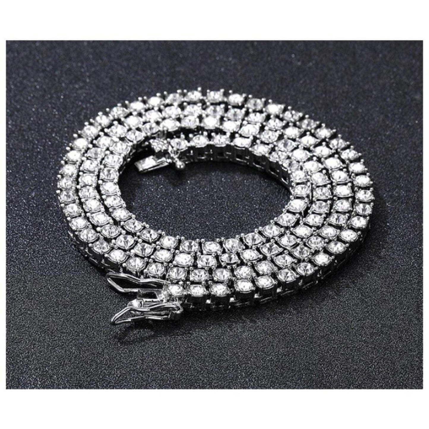 Tennis Necklace - Silver - CZs - 4mm / 24"
