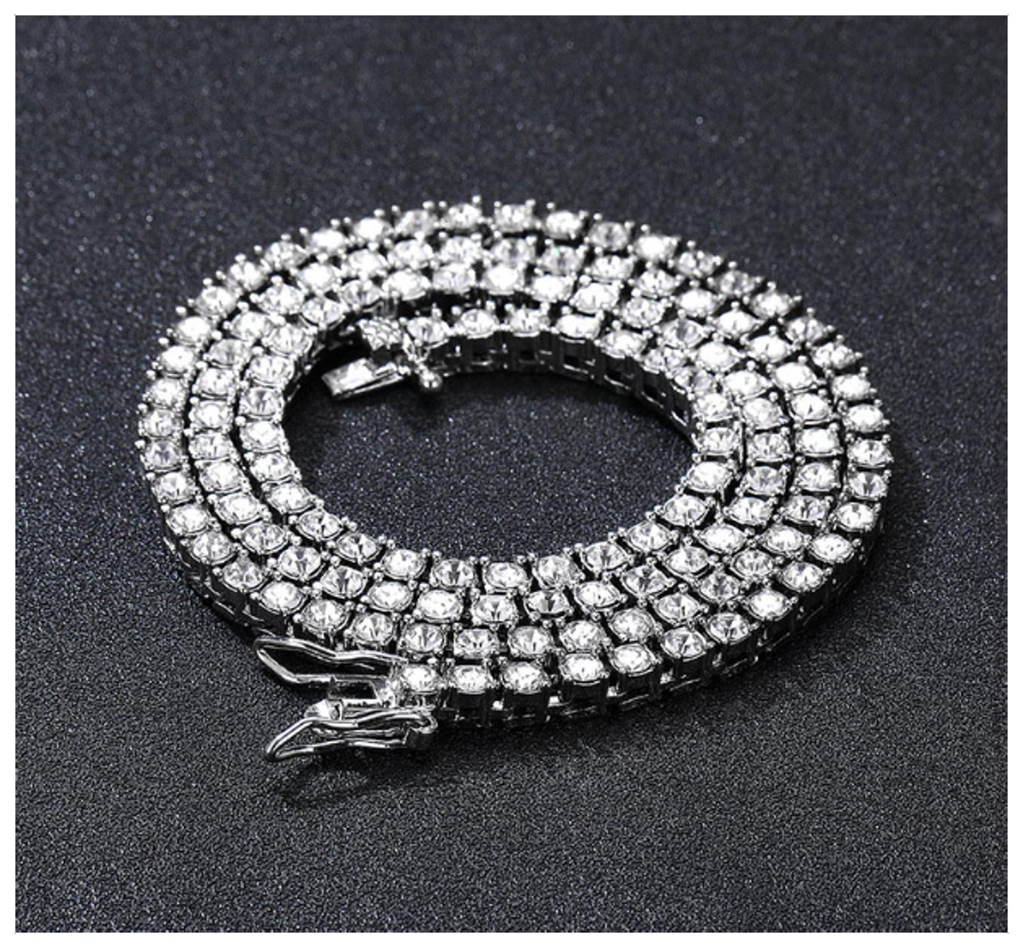 Tennis chain Necklace - Silver - CZs - 4mm 20"