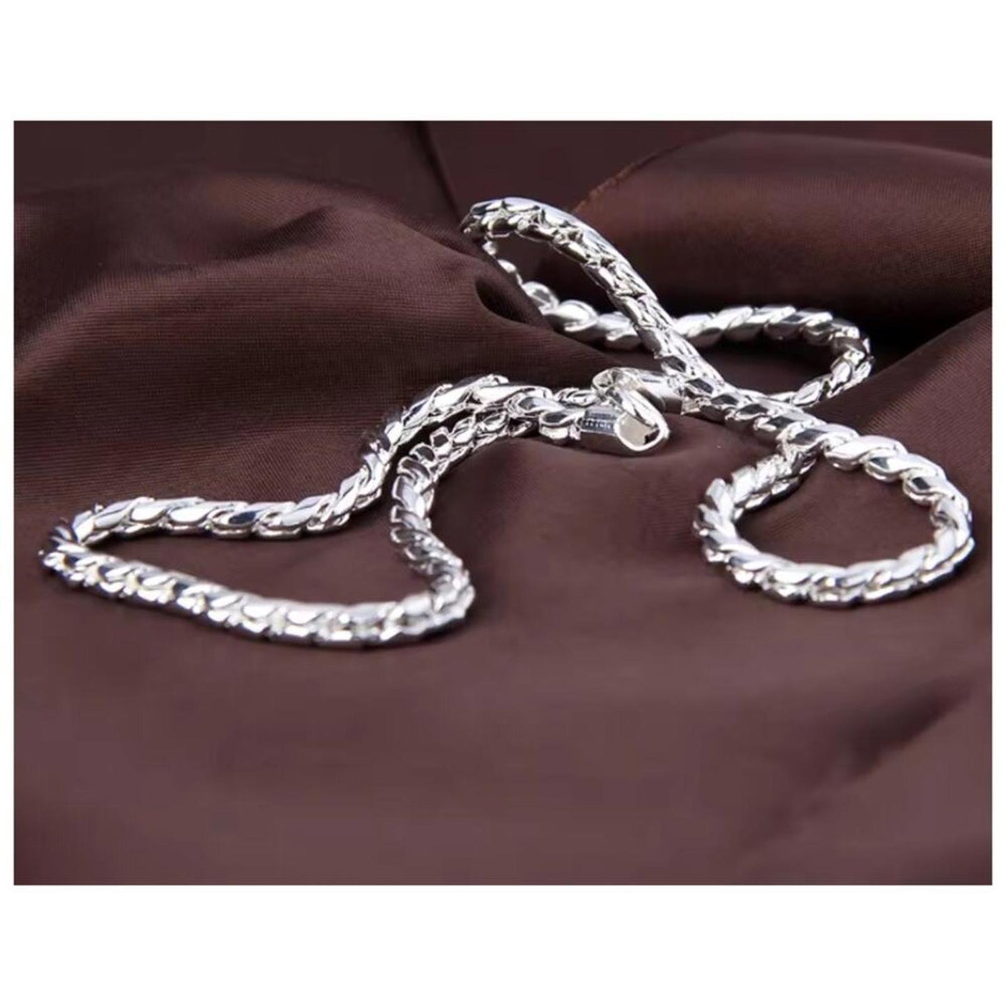 Snake chain LINK - Necklace - silver - 5mm 22"