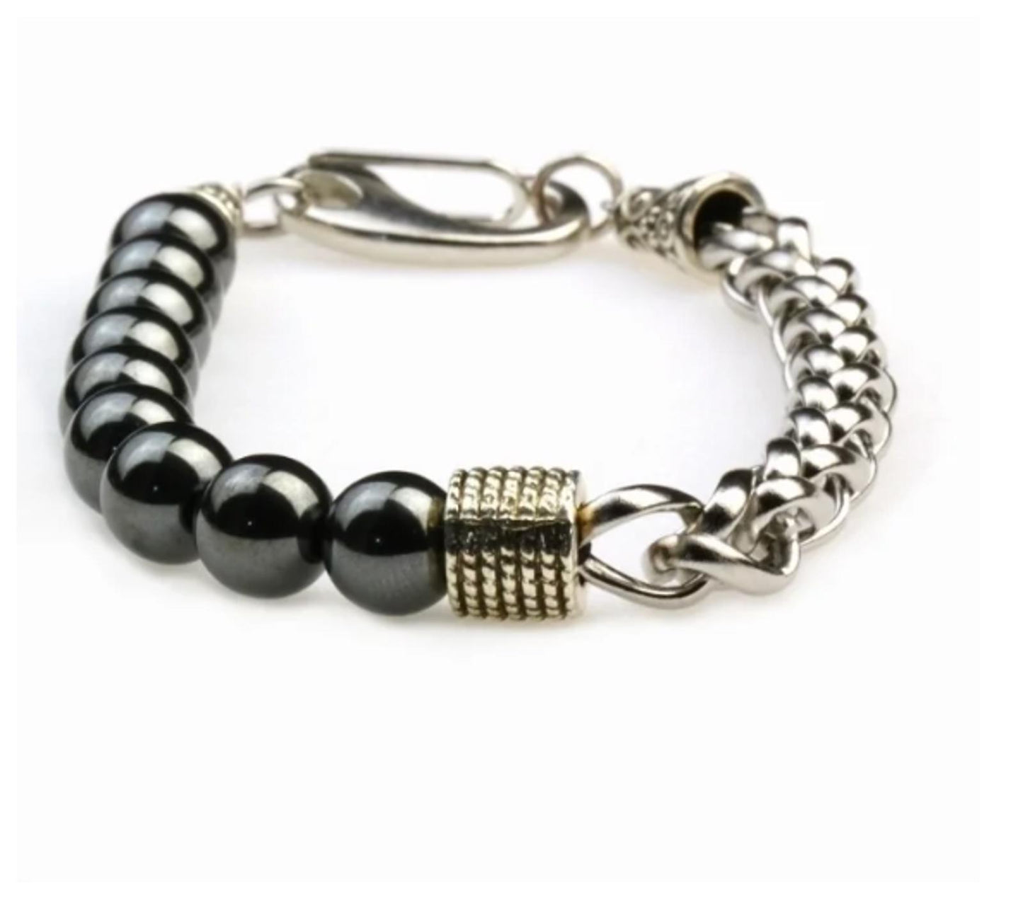 NATURAL hematite - Bracelet - stainless steel - 8"