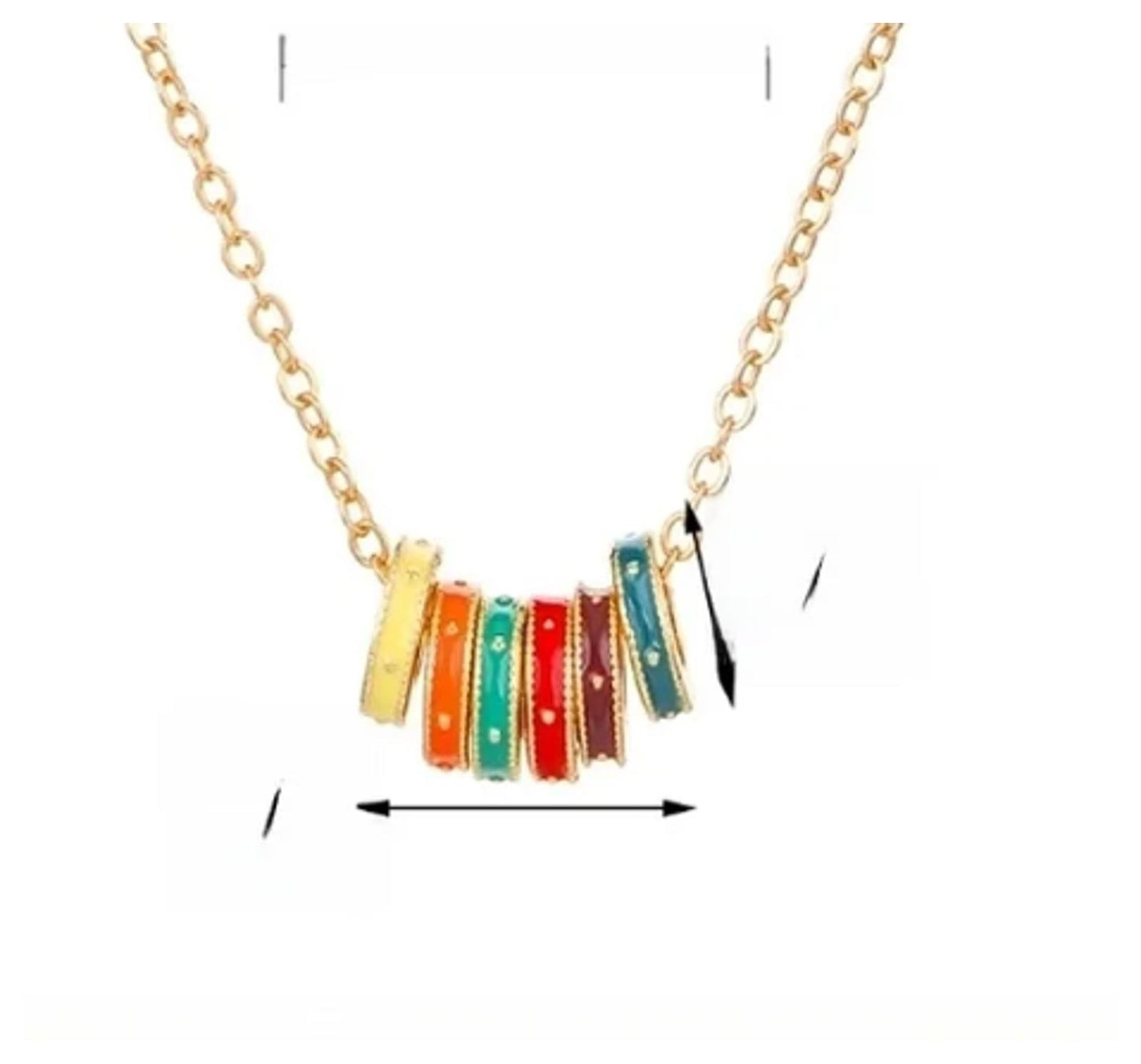 Multicolor rings - Color - Necklace/Earring set - Gold - 18"