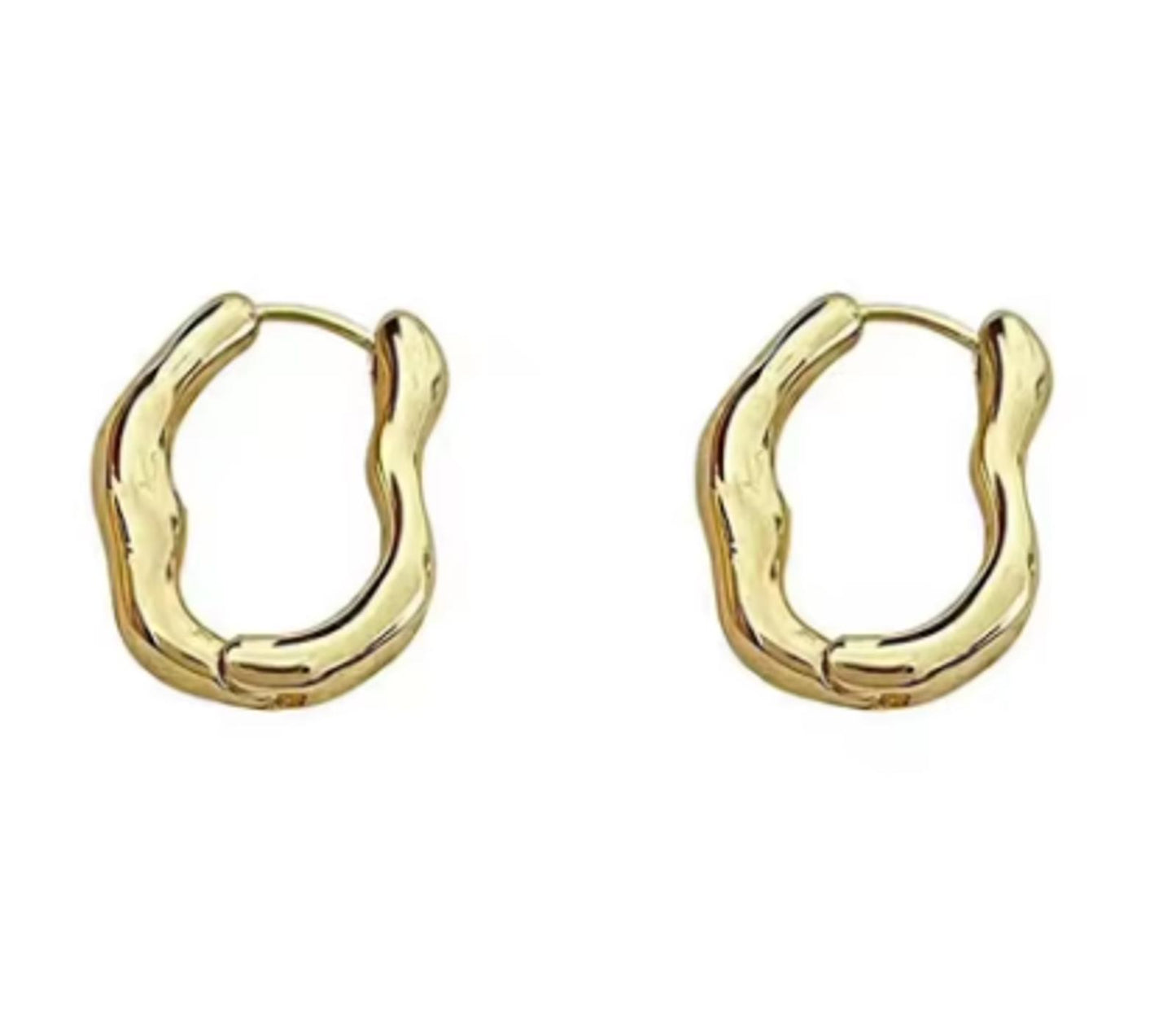 Irregular hoop - Earrings - Gold - 1"